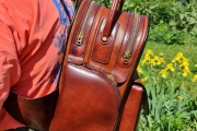 Backpack made of Italian leather with two compartments and four pockets