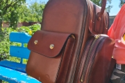 Backpack made of Italian leather with two compartments and four pockets