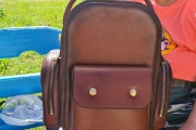 Backpack made of Italian leather with two compartments and four pockets