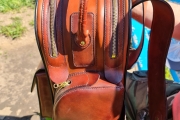 Backpack made of Italian leather with two compartments and four pockets