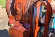 Backpack made of Italian leather with two compartments and four pockets