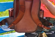 Backpack made of Italian leather with two compartments and four pockets