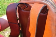 Backpack made of Italian leather with two compartments and four pockets